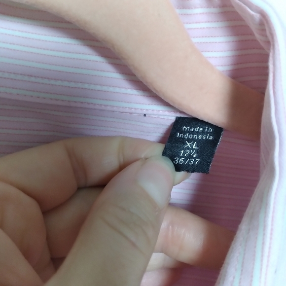 Calvin Klein Pink and White Stripe Regular Fit Button Front Shirt Size XL - Picture 6 of 9